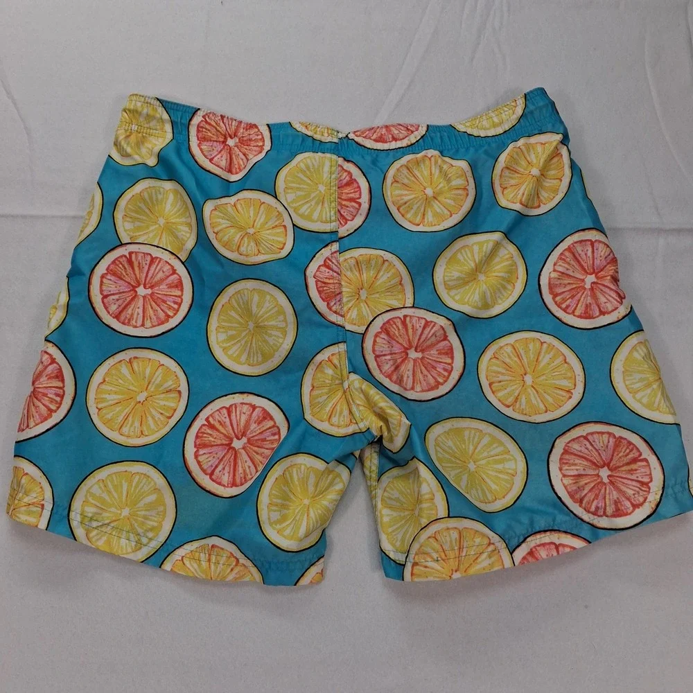 Broken Threads Surf Swim Trunks Mens M Citrus Fruit Blue Pink Lemon EUC